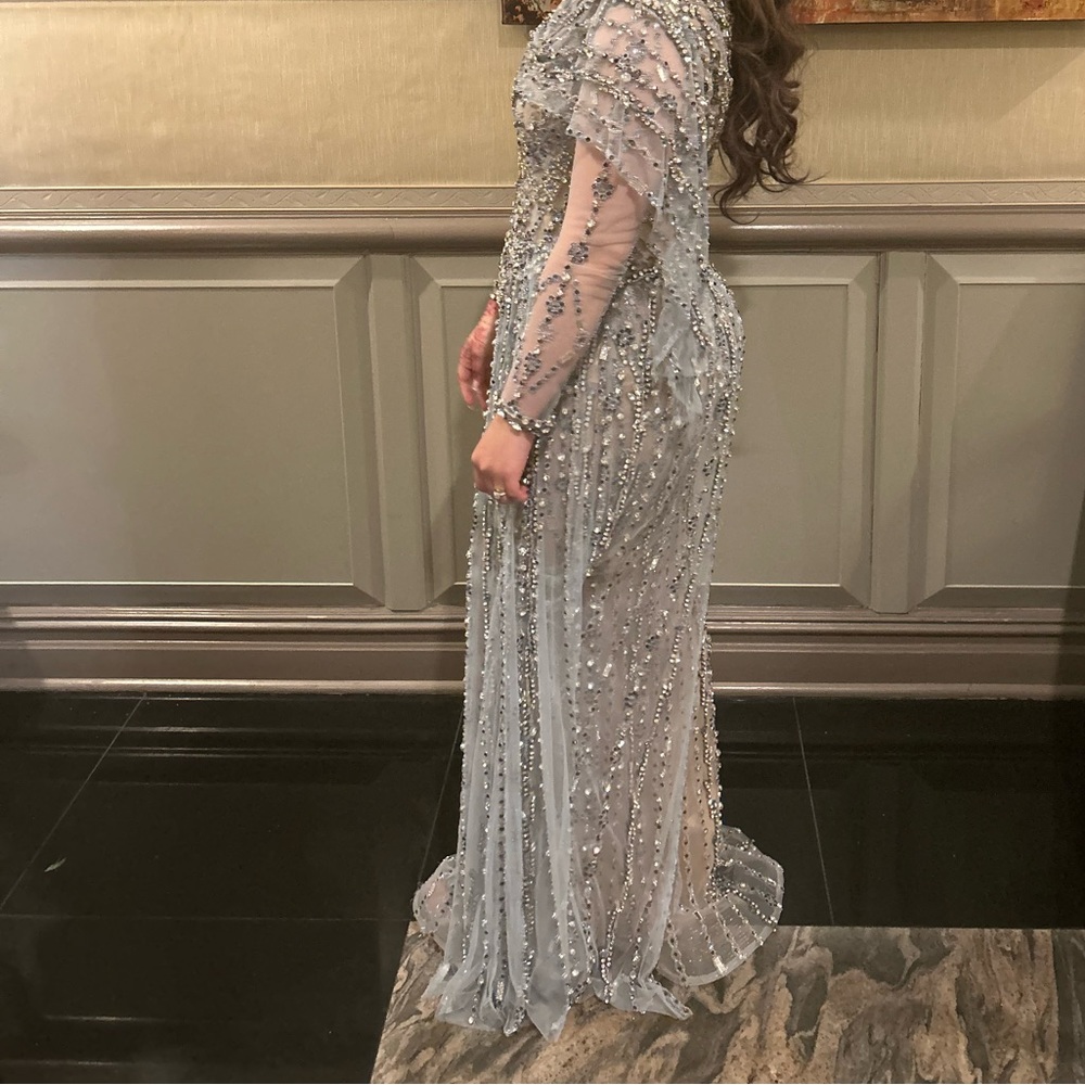 A blue beautiful heavy beaded dress - Picture 2 of 7